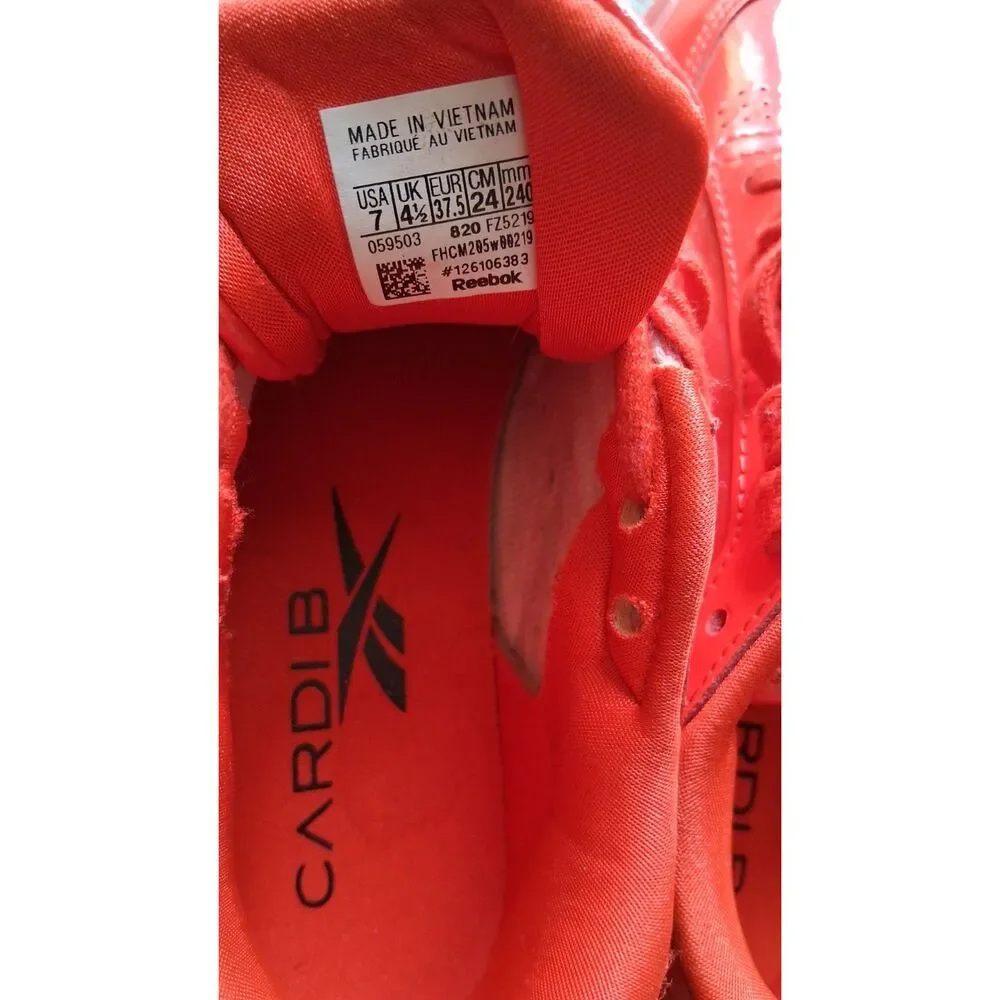 Reebok Cardi B Club C Double Red Women’s Sneakers Size 7 Low Top Shoes
